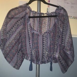 cinched see through flowy crop top